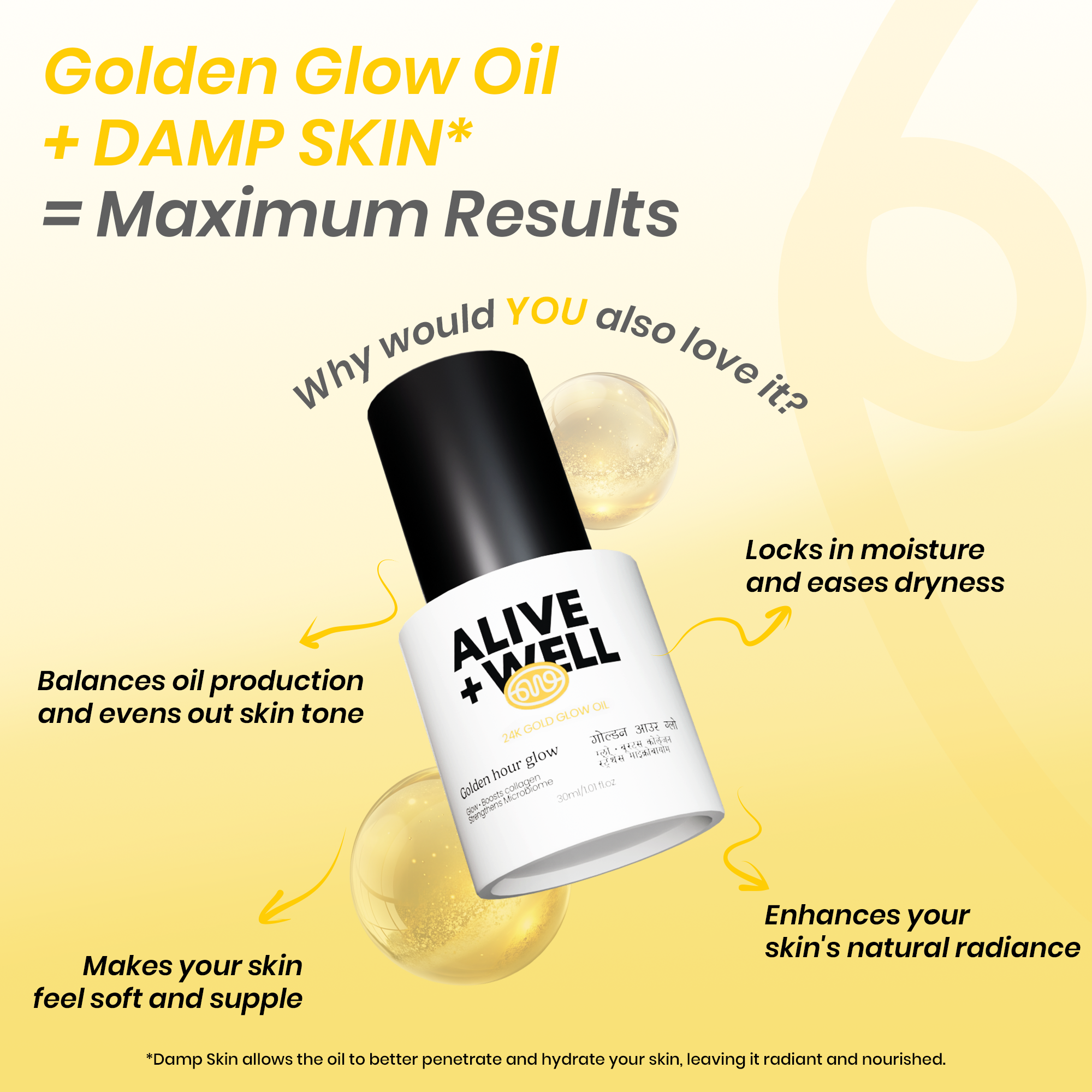 Glowing Skin: Golden Hour Glow Facial Oil with real 24k gold flakes