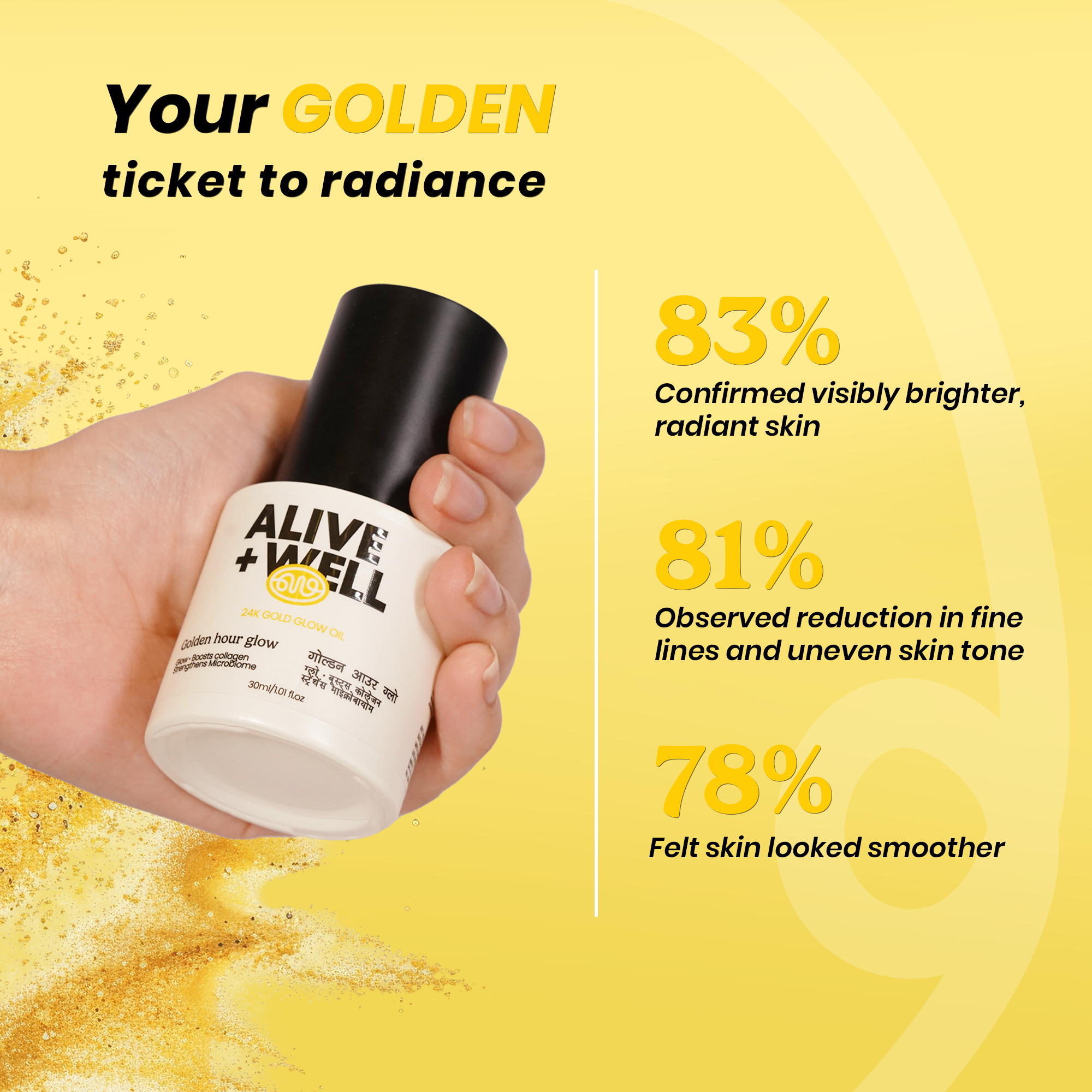 Glowing Skin: Golden Hour Glow Facial Oil with real 24k gold flakes